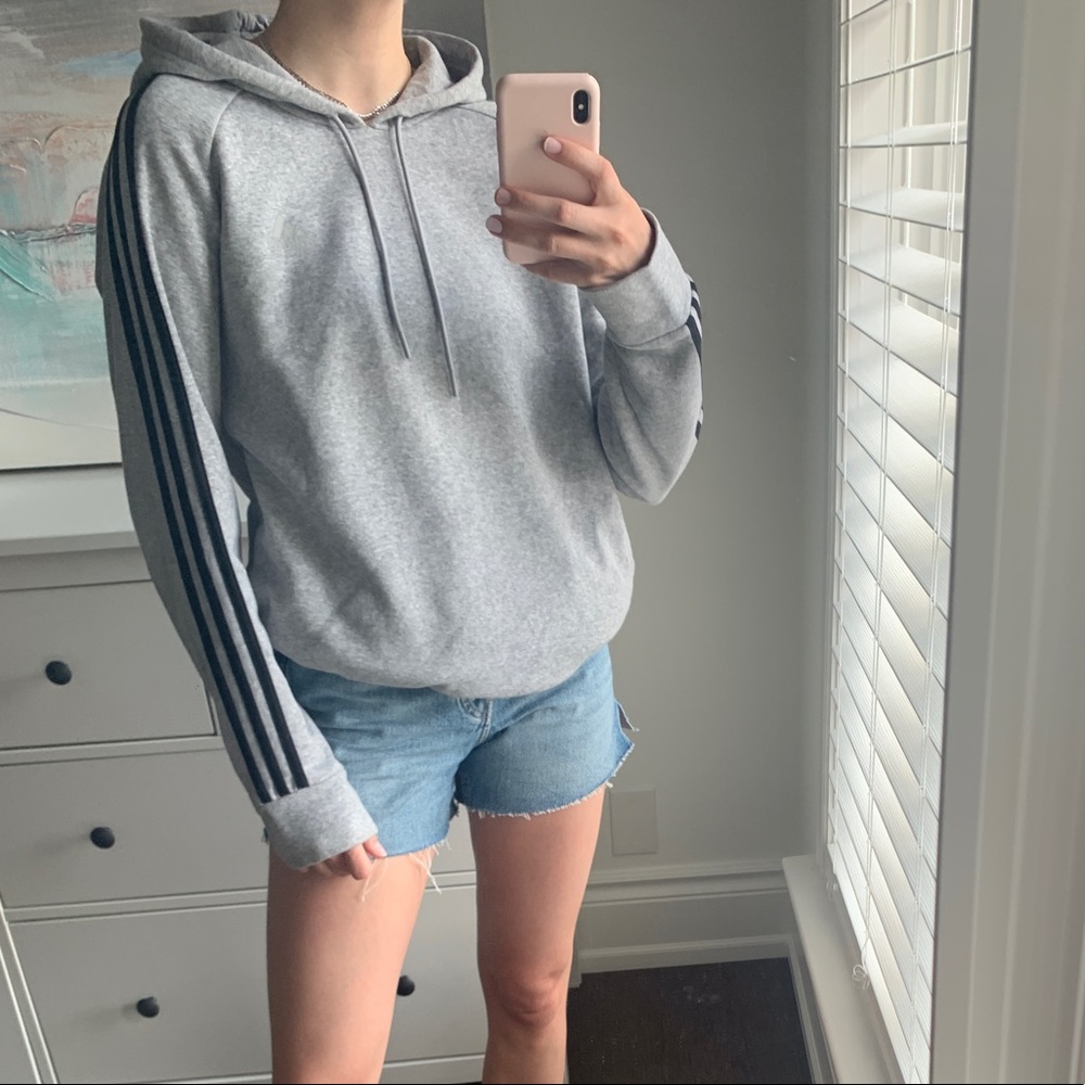 Adidas Hoodie Grey & Black Stripe